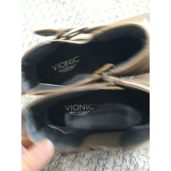 Vionic Ankle Faux Leather Orthoheel Technology Boots Brown Beige Size 9 - Picture 9 of 11